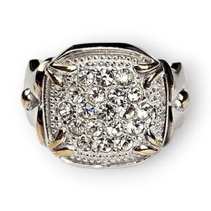 Sterling Square Cocktail Ring CZ Lauren G Adams 925 Silver Gold Plated Size 6